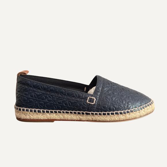 Loewe Anagram Monogram Calfskin Leather Men\'s Espadrilles Navy Sz 43 IT43 main image 6